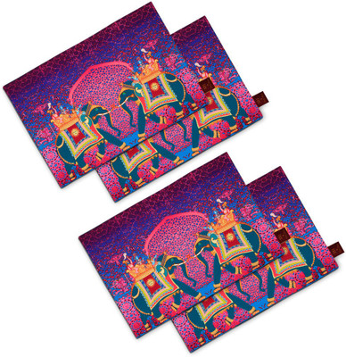 SEJ BY NISHA GUPTA Rectangular Pack of 4 Table Placemat(Purple, Cotton)