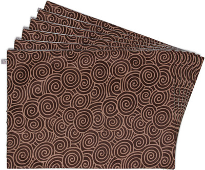 Zubix Rectangular Pack of 6 Table Placemat(Brown, Cotton)