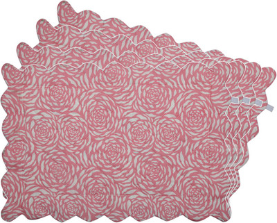 Zubix Rectangular Pack of 4 Table Placemat(Pink, Cotton)