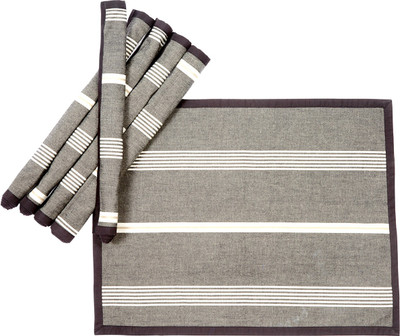 

Jodhaa Rectangular Pack of 6 Table Placemat(Grey, Cotton)