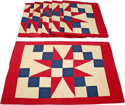 

Sriam Rectangular Pack of 6 Table Placemat(Red, White, Cotton)