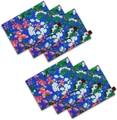 SEJ BY NISHA GUPTA Rectangular Pack of 6 Table Placemat(Blue, Cotton)