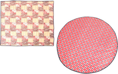 LITHARA Round Pack of 2 Table Placemat(Multicolor, PVC)