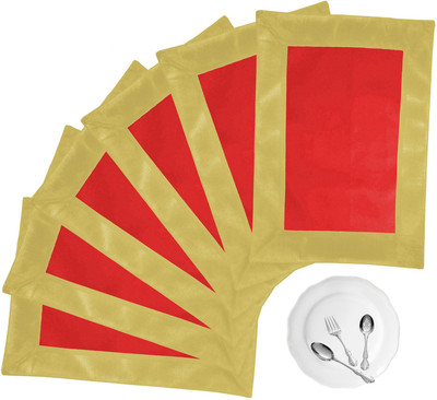 43% OFF on ZIKRAK EXIM Rectangular Pack of 6 Table Placemat(Red, Beige, Leather)
