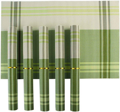 

HOKIPO Rectangular Pack of 6 Table Placemat(Green, PVC)
