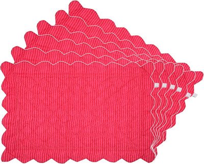 Zubix Rectangular Pack of 6 Table Placemat(Pink, Cotton)