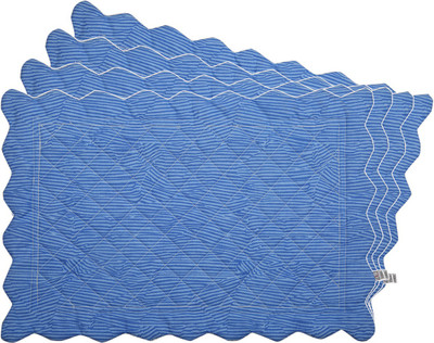 

Zubix Rectangular Pack of 4 Table Placemat(Blue, Cotton)