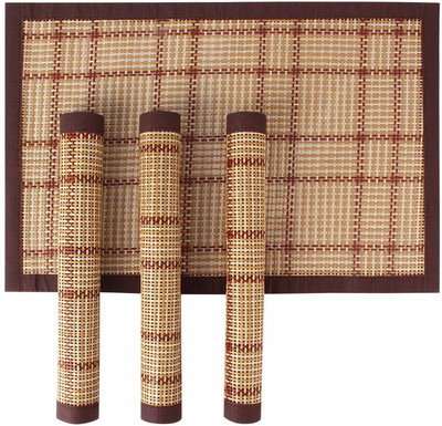 

HOKIPO Rectangular Pack of 4 Table Placemat(Brown, Natural Bamboo)