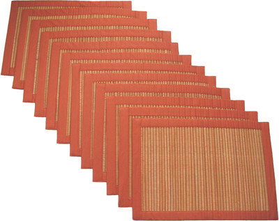 

Rhapsody Decor Rectangular Pack of 12 Table Placemat(Orange, Beige, Straw, Cotton), Beige;orange