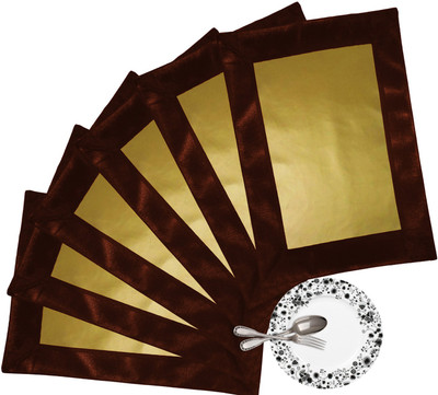 46% OFF on ZIKRAK EXIM Rectangular Pack of 6 Table Placemat(Gold, Brown, Leather)