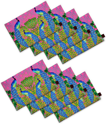 

SEJ by Nisha Gupta Rectangular Pack of 8 Table Placemat(Pink, Cotton)