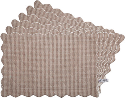 Zubix Rectangular Pack of 6 Table Placemat(Beige, Cotton)