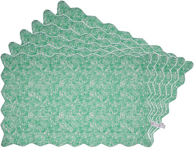 Zubix Rectangular Pack of 6 Table Placemat(Green, Cotton)