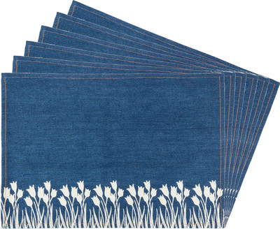 

Zubix Rectangular Pack of 6 Table Placemat(Blue, Cotton)