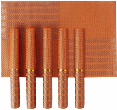 

HOKIPO Rectangular Pack of 6 Table Placemat(Orange, PVC)