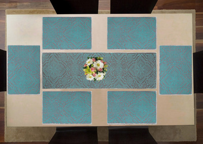

Saral Home Rectangular Pack of 7 Table Placemat(Light Blue, Cotton)