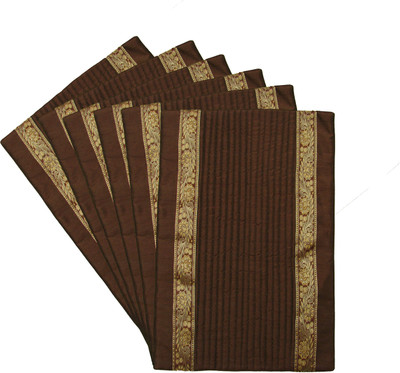 

HOME SHINE Rectangular Pack of 6 Table Placemat(Brown, Polyester)