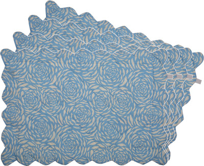 Zubix Rectangular Pack of 4 Table Placemat(Blue, Cotton)
