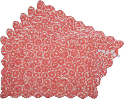 

Zubix Rectangular Pack of 6 Table Placemat(Orange, Cotton)