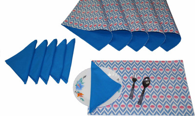 

Lushomes Rectangular Pack of 12 Table Placemat(Blue, Cotton)