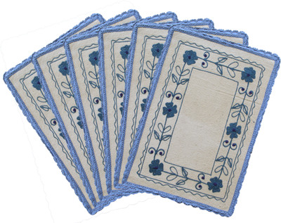 

Saral Home Rectangular Pack of 6 Table Placemat(Blue, Cotton)