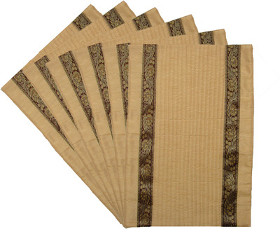 

HOME SHINE Rectangular Pack of 6 Table Placemat(Beige, Polyester)
