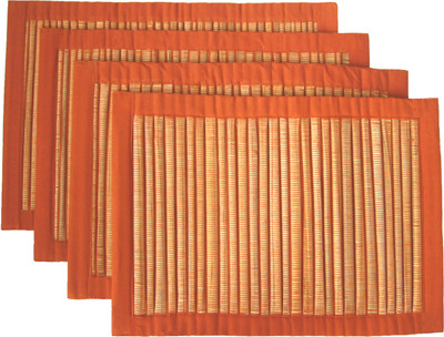 

Rhapsody Decor Rectangular Pack of 4 Table Placemat(Orange, Beige, Cotton, Straw), Beige;orange