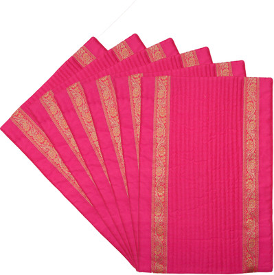 

HOME SHINE Rectangular Pack of 6 Table Placemat(Pink, Polyester)