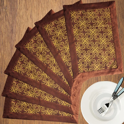 Dekor World Rectangular Pack of 6 Table Placemat(Brown, Polyester)
