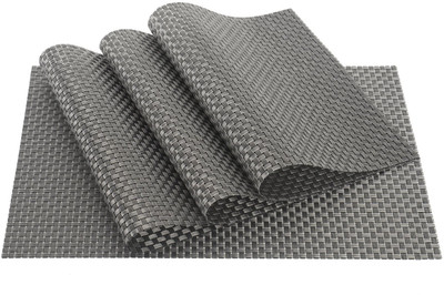 Maze decor Rectangular Pack of 4 Table Placemat(Grey, PVC, Polyester)