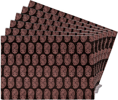 Zubix Rectangular Pack of 6 Table Placemat(Brown, Cotton)