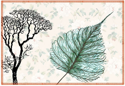 

Leaf Designs Rectangular Pack of 6 Table Placemat(Multicolor, Cotton)
