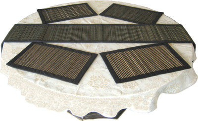 

Rhapsody Decor Rectangular Pack of 5 Table Placemat(Black, Beige, Straw, Cotton), Beige;black