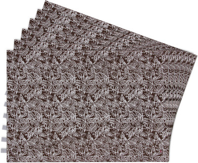 Zubix Rectangular Pack of 6 Table Placemat(Brown, Cotton)