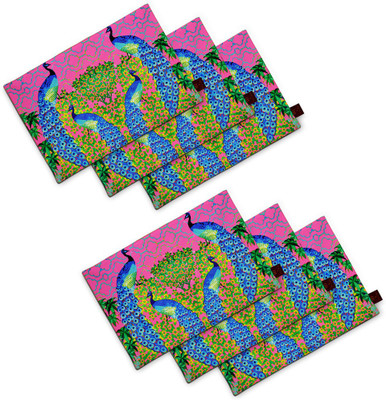 

SEJ by Nisha Gupta Rectangular Pack of 6 Table Placemat(Pink, Cotton)