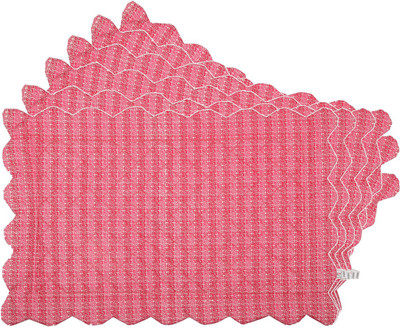 Zubix Rectangular Pack of 6 Table Placemat(Pink, Cotton)