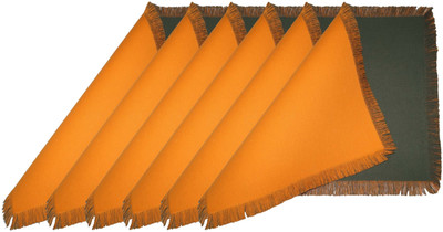 Lushomes Rectangular Pack of 6 Table Placemat(Dark Green, Cotton)