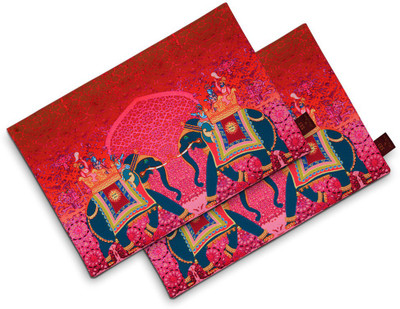 

SEJ by Nisha Gupta Rectangular Pack of 2 Table Placemat(Orange, Cotton)