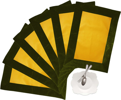 46% OFF on ZIKRAK EXIM Rectangular Pack of 6 Table Placemat(Yellow, Green, Leather)