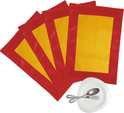 11% OFF on ZIKRAK EXIM Rectangular Pack of 4 Table Placemat(Yellow, Red, Leather)