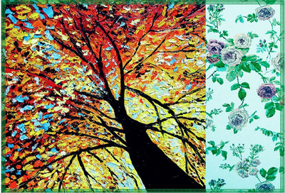 

Leaf Designs Rectangular Pack of 6 Table Placemat(Multicolor, Cotton)