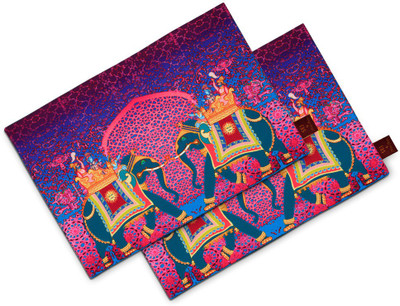 SEJ BY NISHA GUPTA Rectangular Pack of 2 Table Placemat(Purple, Cotton)