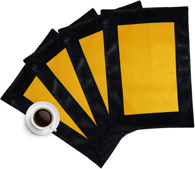 28% OFF on ZIKRAK EXIM Rectangular Pack of 4 Table Placemat(Yellow, Black, Leather)