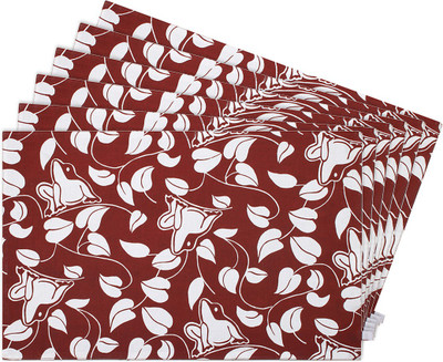 Zubix Rectangular Pack of 6 Table Placemat(Maroon, Cotton)