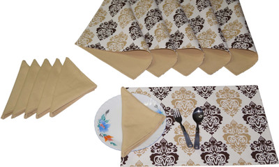 

Lushomes Rectangular Pack of 12 Table Placemat(Beige, Cotton)