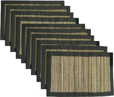 

Rhapsody Decor Rectangular Pack of 10 Table Placemat(Black, Beige, Straw, Cotton), Beige;black