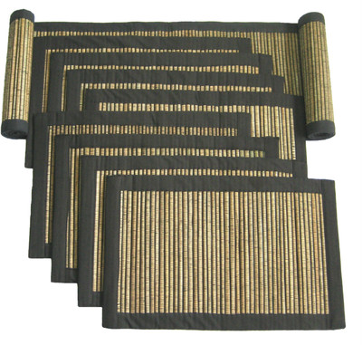 

Rhapsody Decor Rectangular Pack of 9 Table Placemat(Black, Beige, Straw, Cotton), Beige;black
