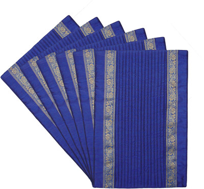 

HOME SHINE Rectangular Pack of 6 Table Placemat(Blue, Polyester)