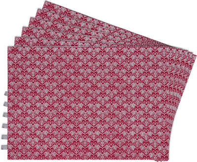 Zubix Rectangular Pack of 6 Table Placemat(Pink, Cotton)