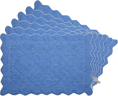 Zubix Rectangular Pack of 6 Table Placemat(Blue, Cotton)